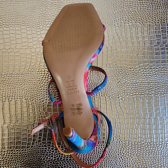 *HP* SCHUTZ multicolor spike heel Sandals leather sole ankle strap - Picture 8 of 13